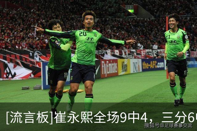 [流言板]崔永熙全场9中4，三分6中2得到10分12篮板4助攻1抢断